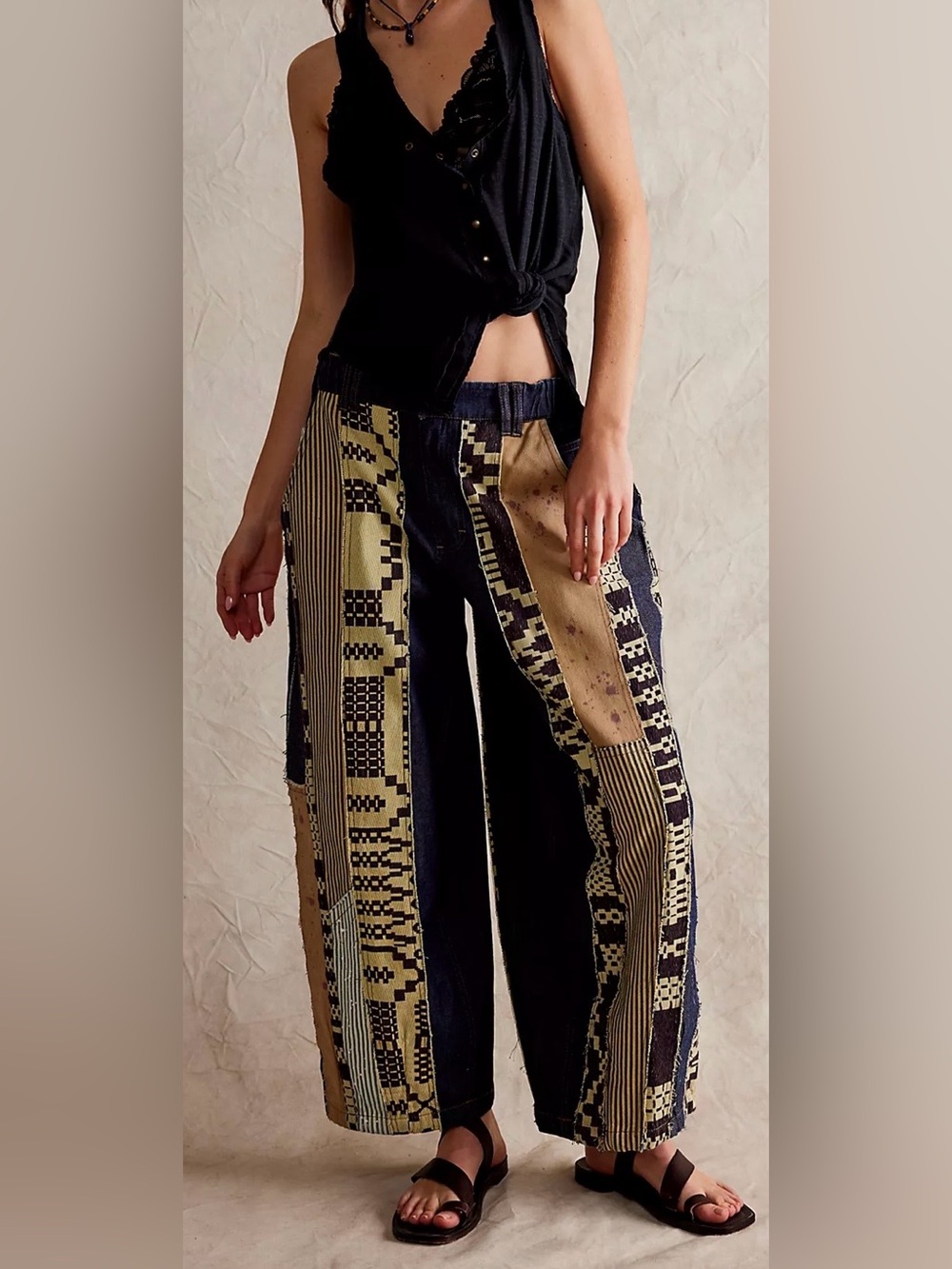 Free People We the Free Evermore Pieced Barrel Denim